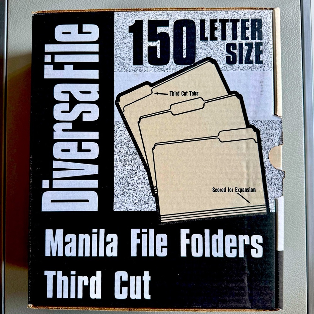 Legal Letter Size File Folder | 35 count | 1/3 Cut | Manila | Diversa File | NEW
